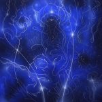 "Meduse in blu"acrilyc airbrush on wood cm50 x cm50 2003